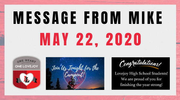 Message from Mike: May 22, 2020 Featured Photo