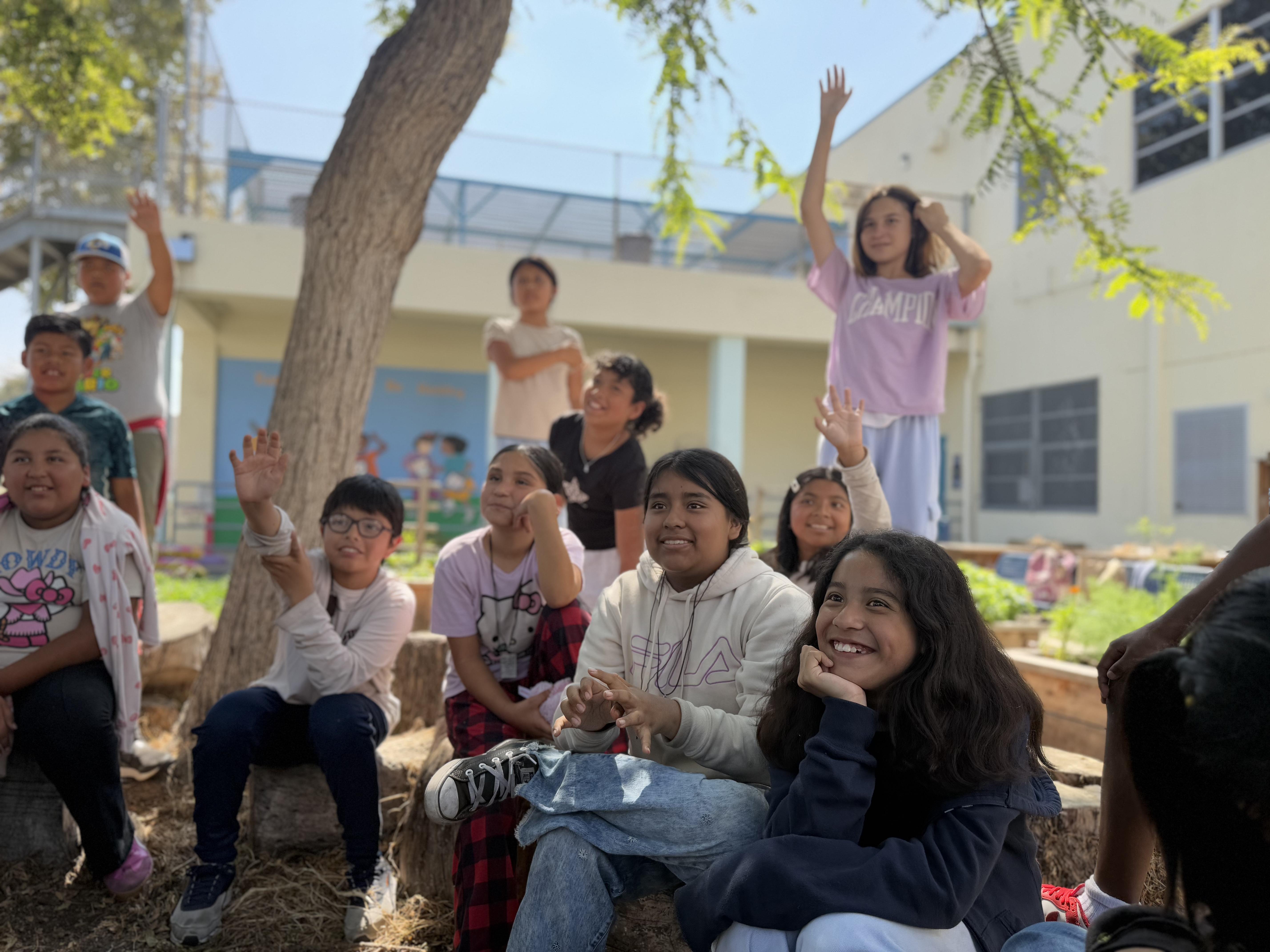 students in class outside