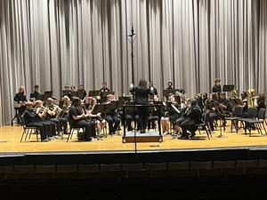 Vocal and band students at practice