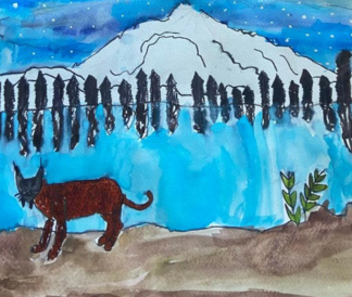 Colorado Kids Create Artwork featuring rocky mountains and wildlife by GVA North student