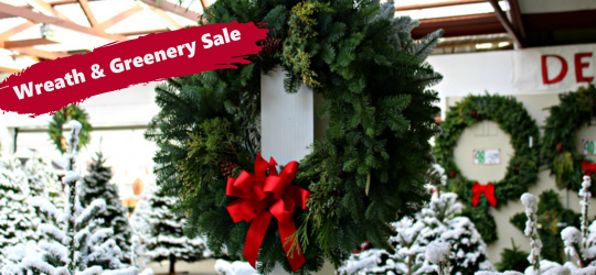 Green Wreath with words Wreath and Greenery Sale