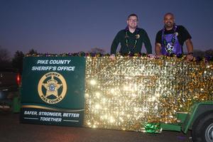 Sheriff Bryant “Wally” Jones, Chief Damian Gatlin, and the Pike County Sheriff’s Office support staff proudly supported the 2026 Summit Mardi Gras Parade, helping ensure a safe and enjoyable celebration for all attendees.  Provided by the Pike County Sheriff’s Office Public Relations Department.  #ServiceBeforeSelf