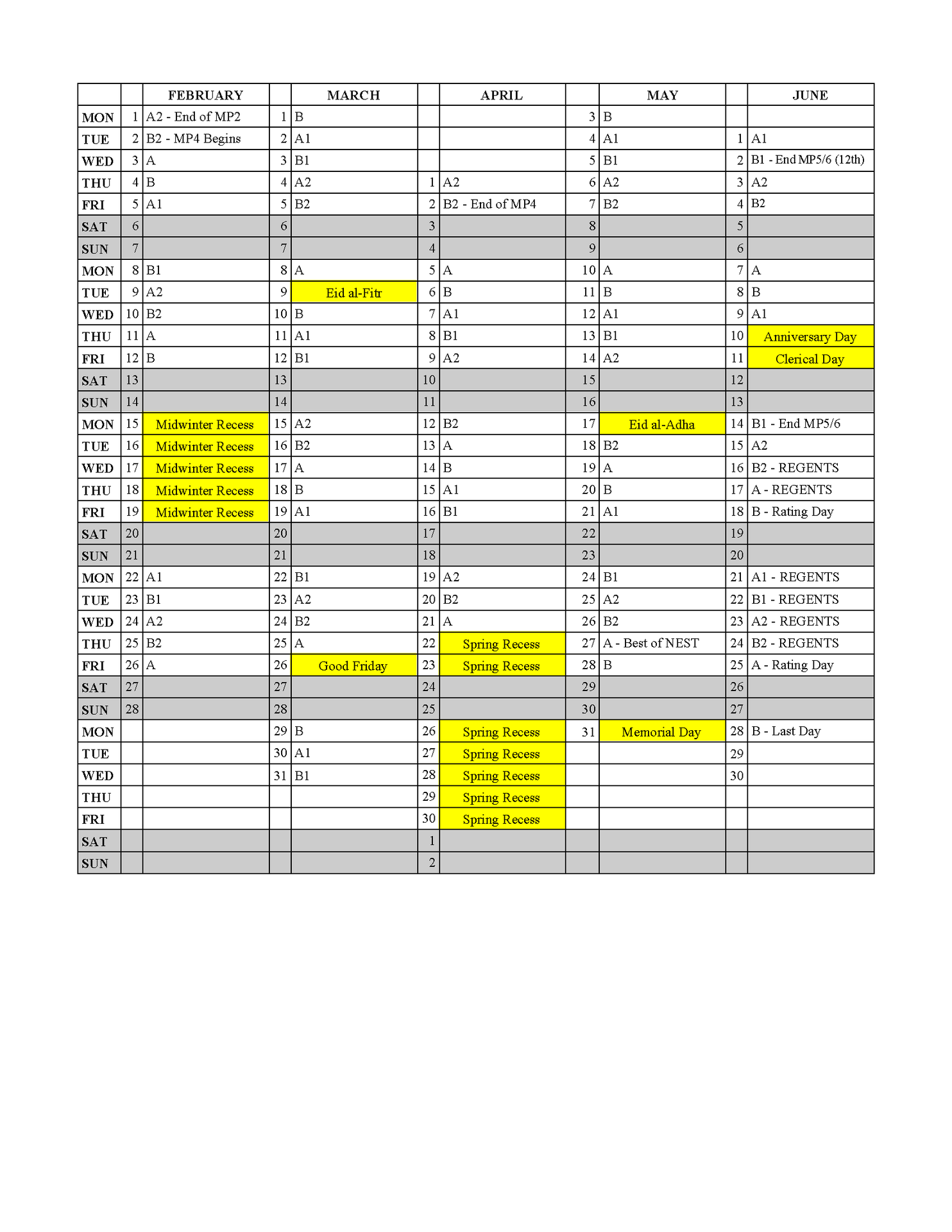 NEST+m Spring A/B Calendar
