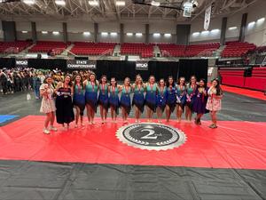 Frenship Colorguard team posing together after receiving 2nd place