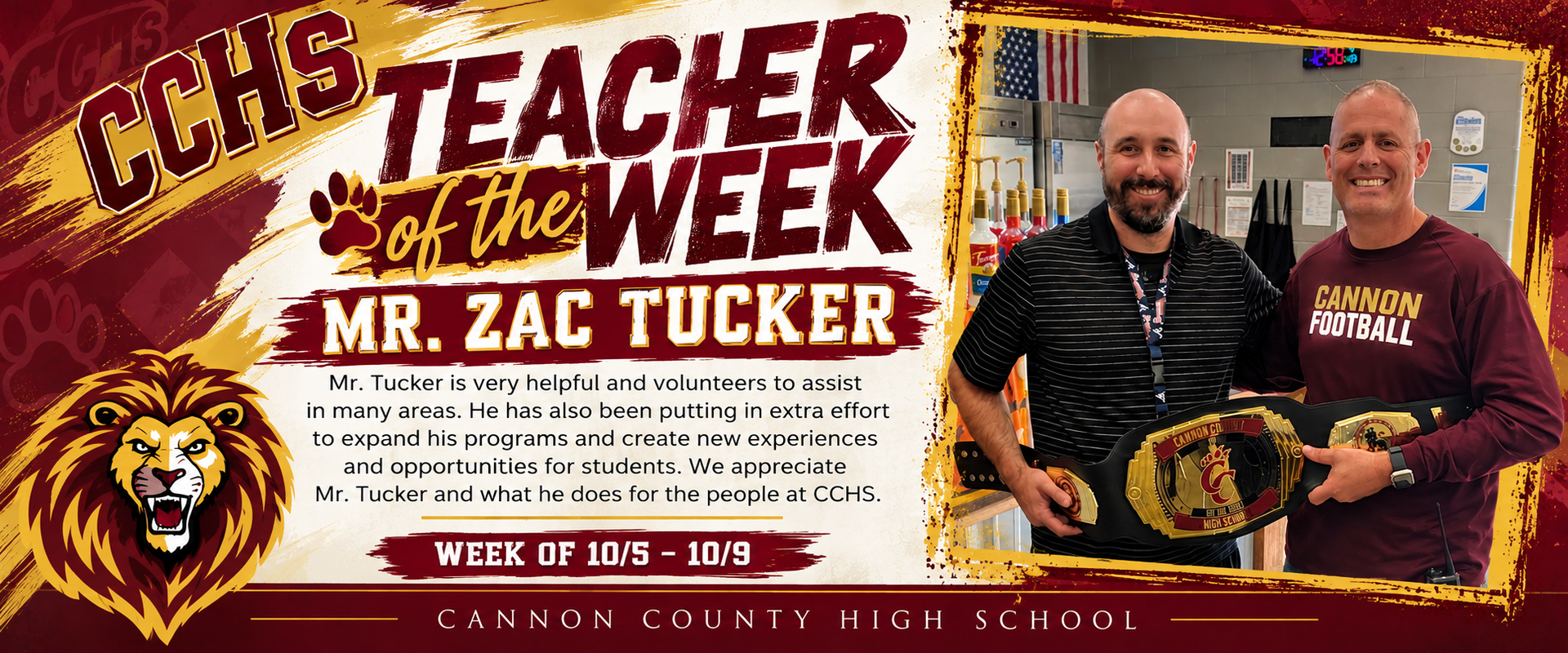Teacher of the week. Mr. Tucker