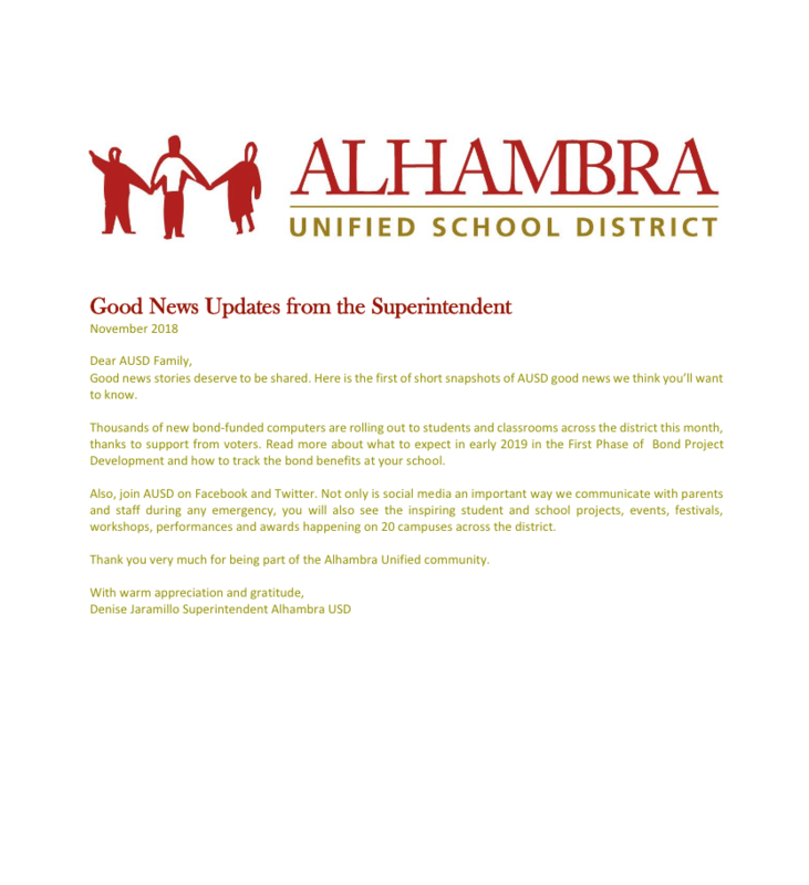 Good News Updates from the Superintendent Featured Photo