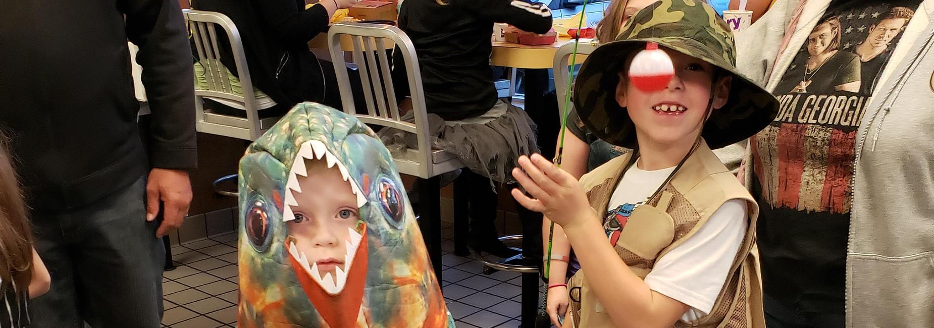 Juniata Gap students at McTeacher Night in their costumes.