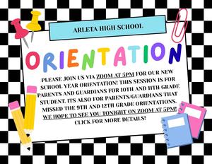 Flyer detailing orientation meeting information
