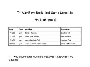 Triway updated schedule