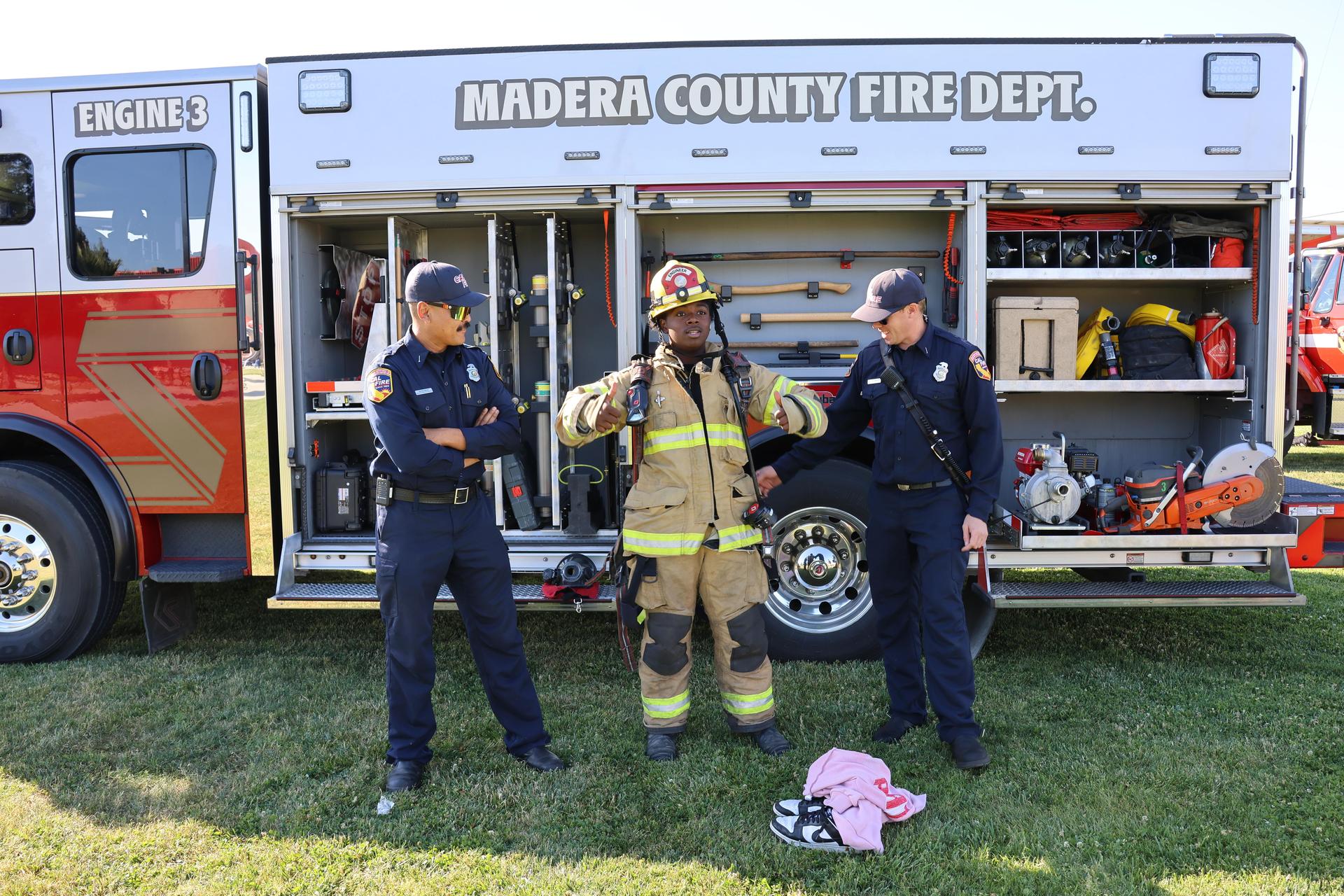 Firefighters speaking to students