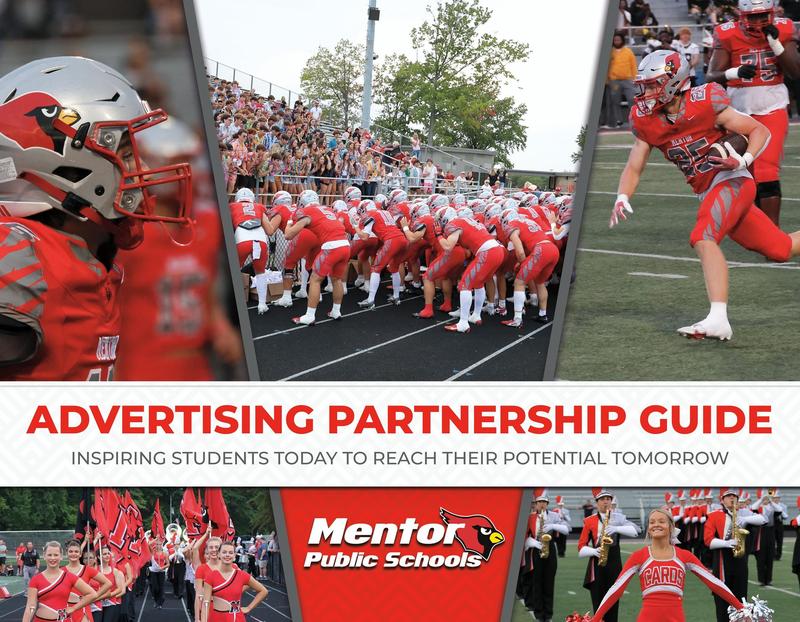 This is the cover of the advertising guide and it has photos of football and cheerleading on it
