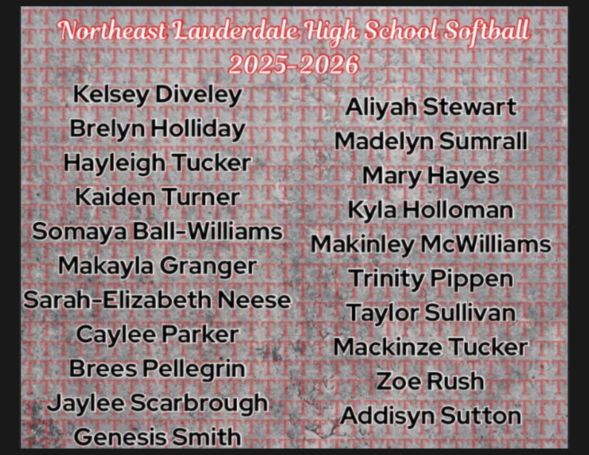 middle school roster