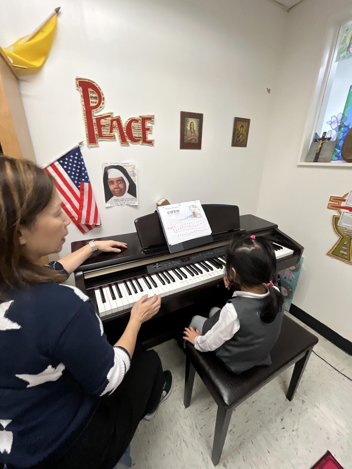 Child playing the piano