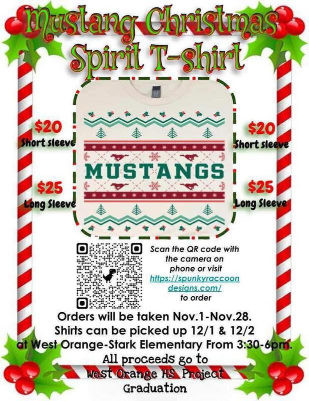 Mustang Holiday Spirit Shirt Order Flyer