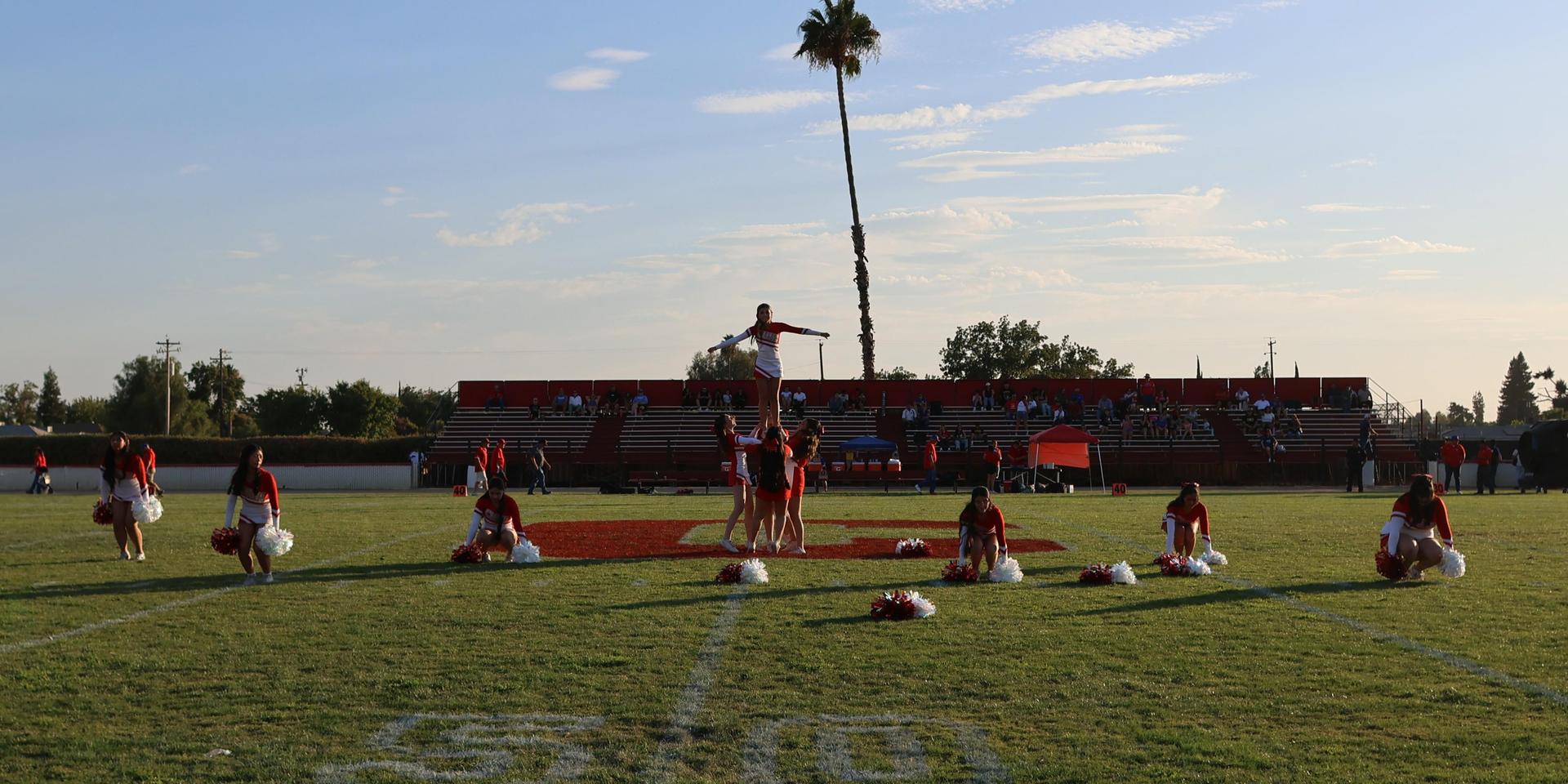 Junior Varsity Cheerleaders in action at halftime 1