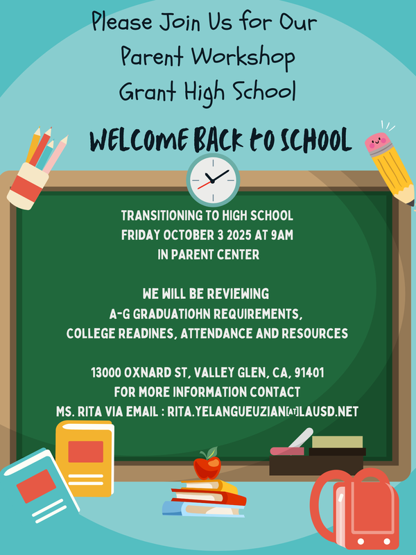 Parent Workshop - Friday, October 3, 2025 at 9:00 am - Parent Center