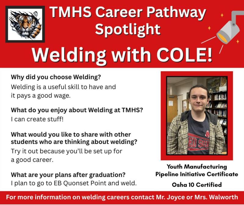 TMHS Career Pathway Spotlight - Welding with Cole!