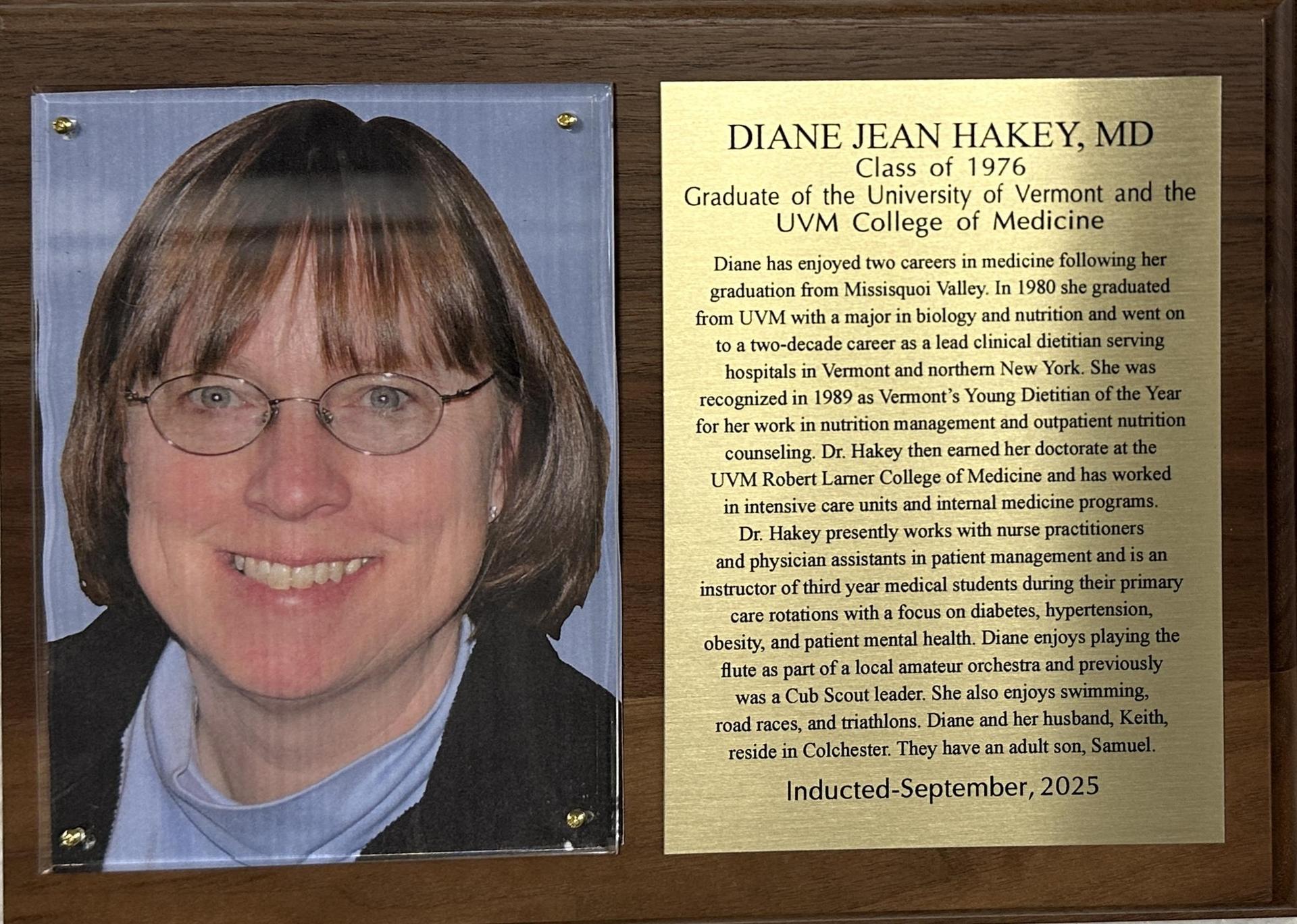 Diane Hakey Plaque