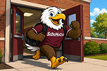 Eagle leaving the school