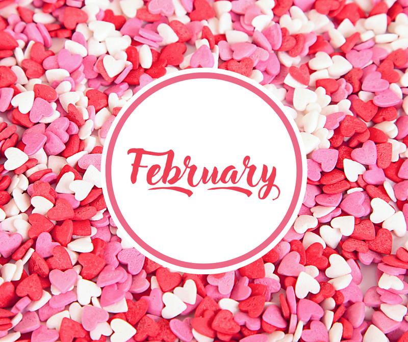 February with pink hearts