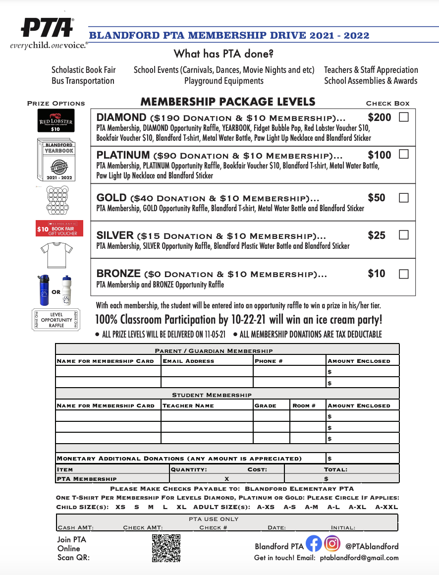 A Member PTA Blandford Elementary School