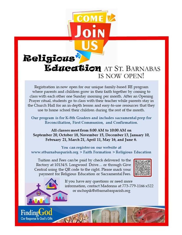 Religious Education Registration is open Featured Photo