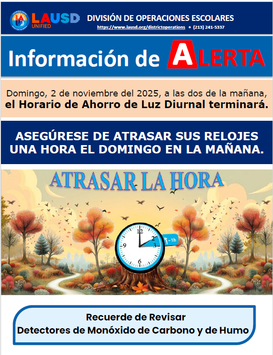 Daylight Savings Time Ends - Spanish