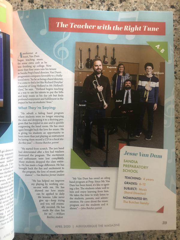 Magazine Chooses Prep Band Director for Honor Featured Photo