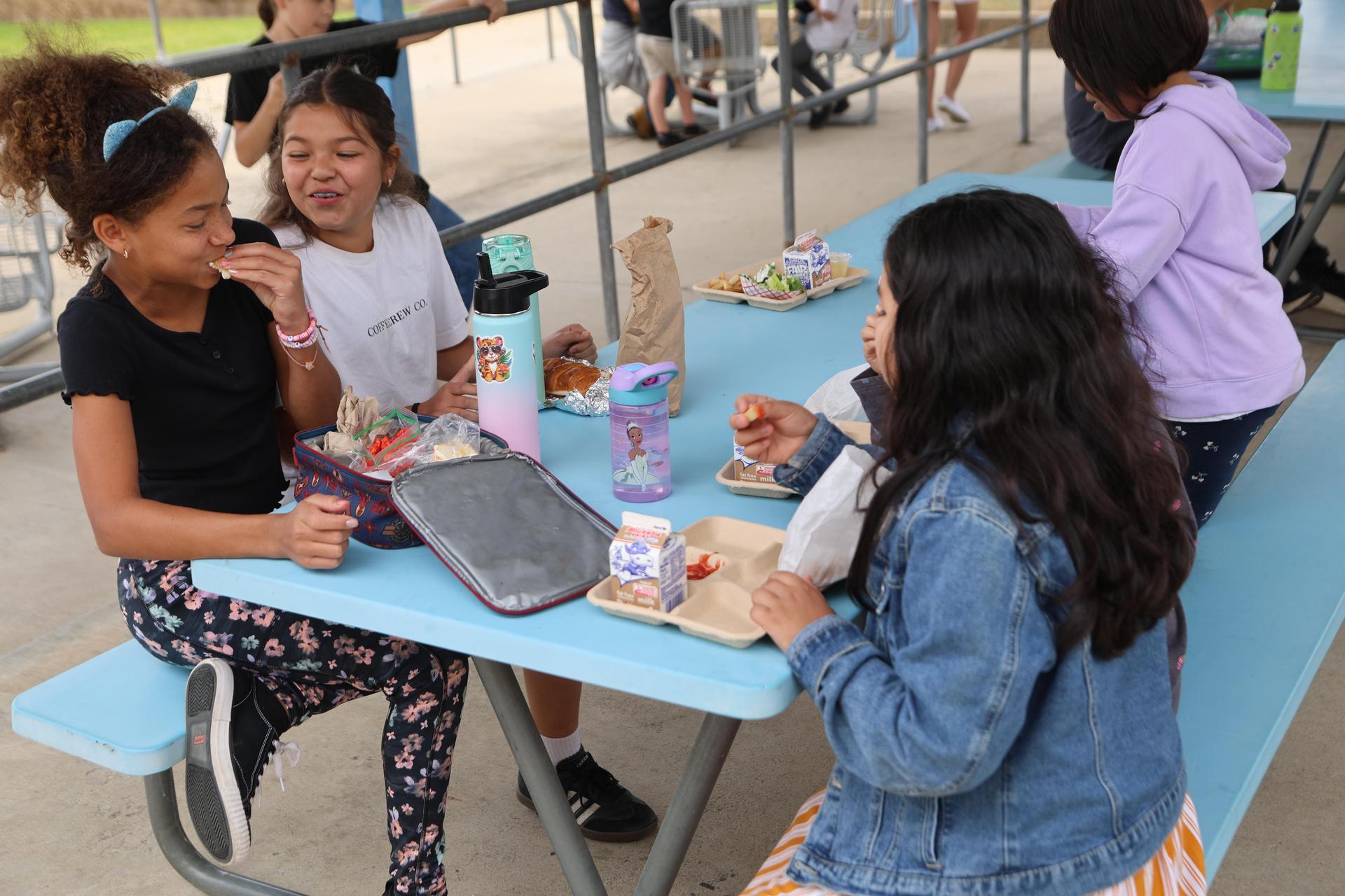 lunch time with 3-4 friends gathered.
