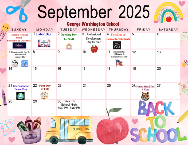 September 2025 Calendar-Washington School