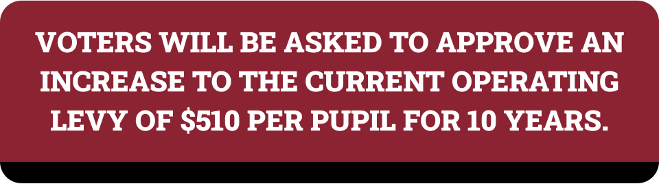 Voters will be asked to approve an increase to the current operating levy of $450 for 10 years.