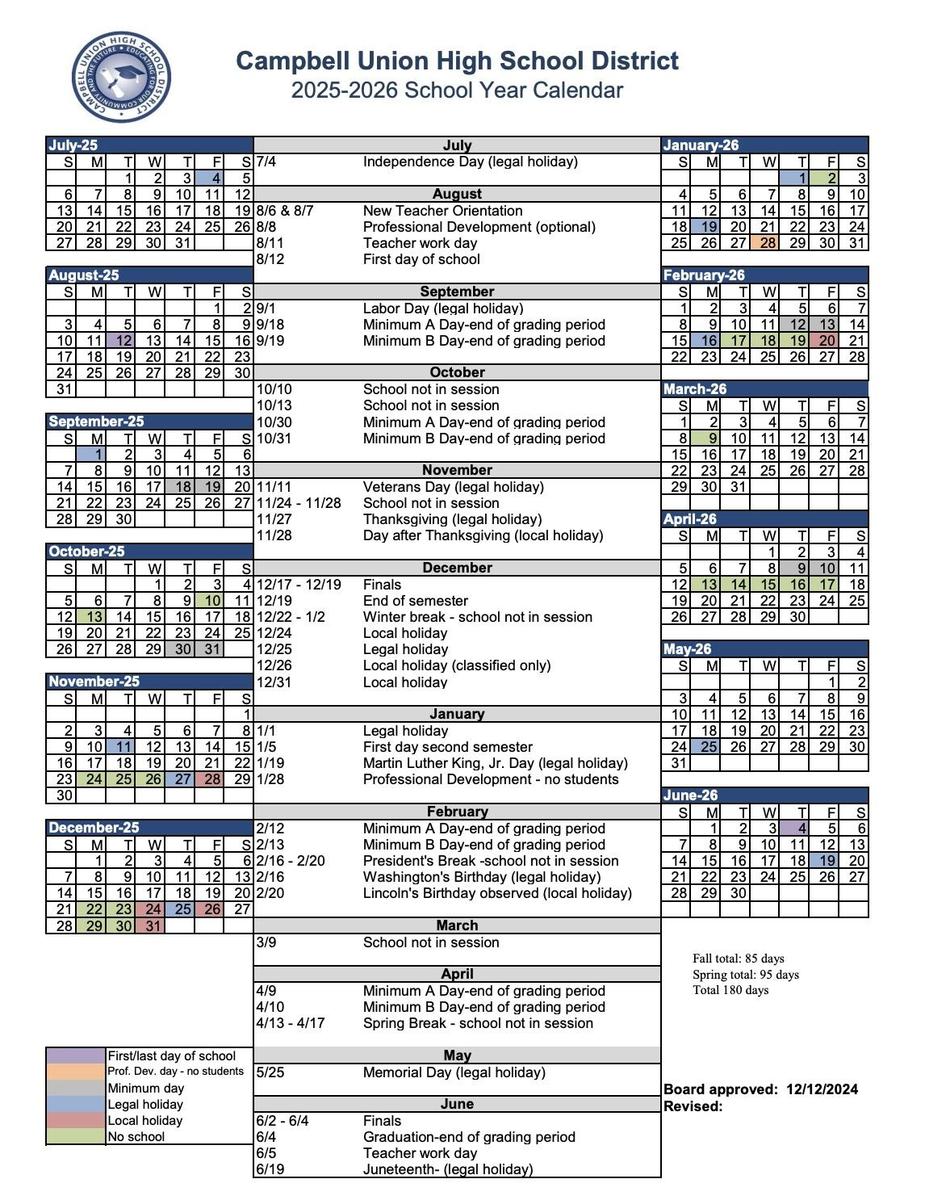 academic calendar