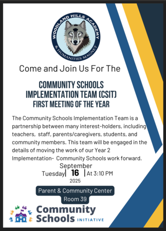 Parents Invited: Community School Implementation Team Meeting - Tuesday, Sept 16 - 3:10 PM Featured Photo