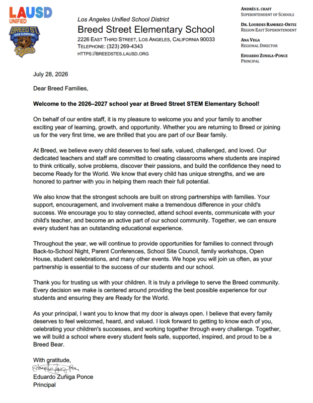 Welcome Letter in English
