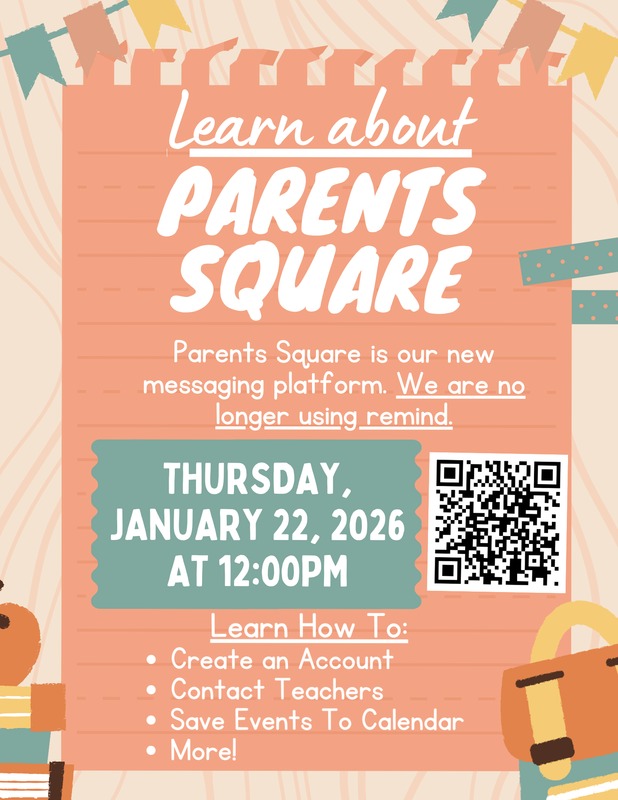 An announcement for informational event about Parents Square - English