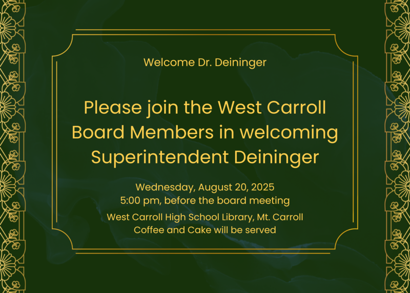 Welcome Superintendent Deininger