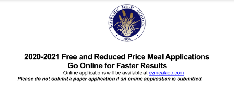 Free/Reduced Lunch Online Application