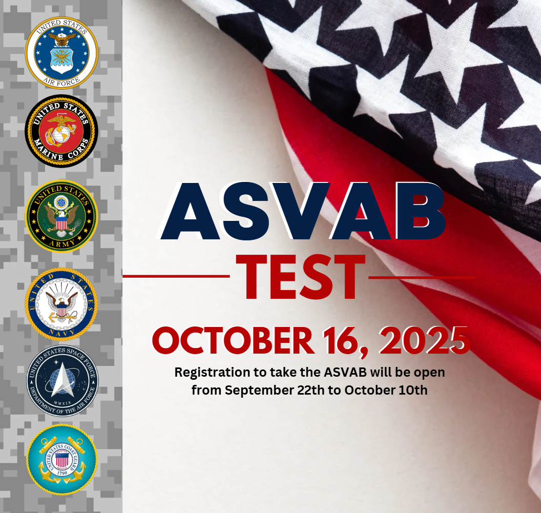 ASVAB Test TBD Registration to take the ASVAB is currently closed.