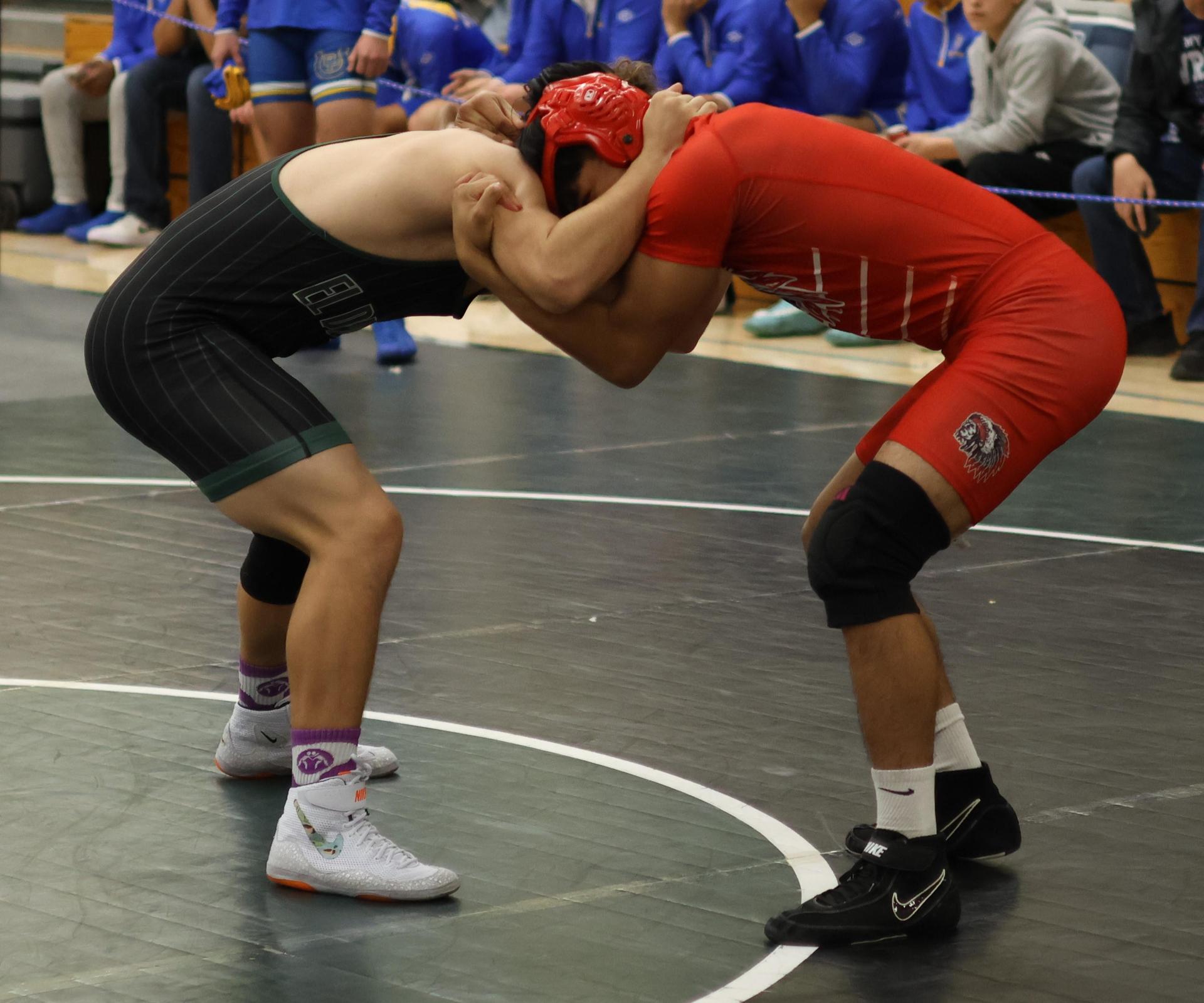 Boys wrestling in the Liberty Duals event 155