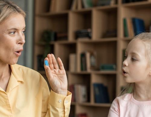 Student working with a Speech-Language therapist