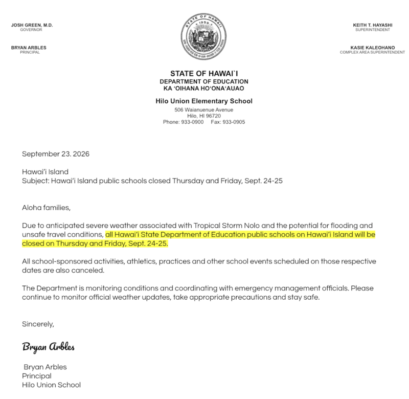 π§οΈ SCHOOL CLOSURE: Thurs. & Fri., Sept. 24β25 π§οΈ Featured Photo