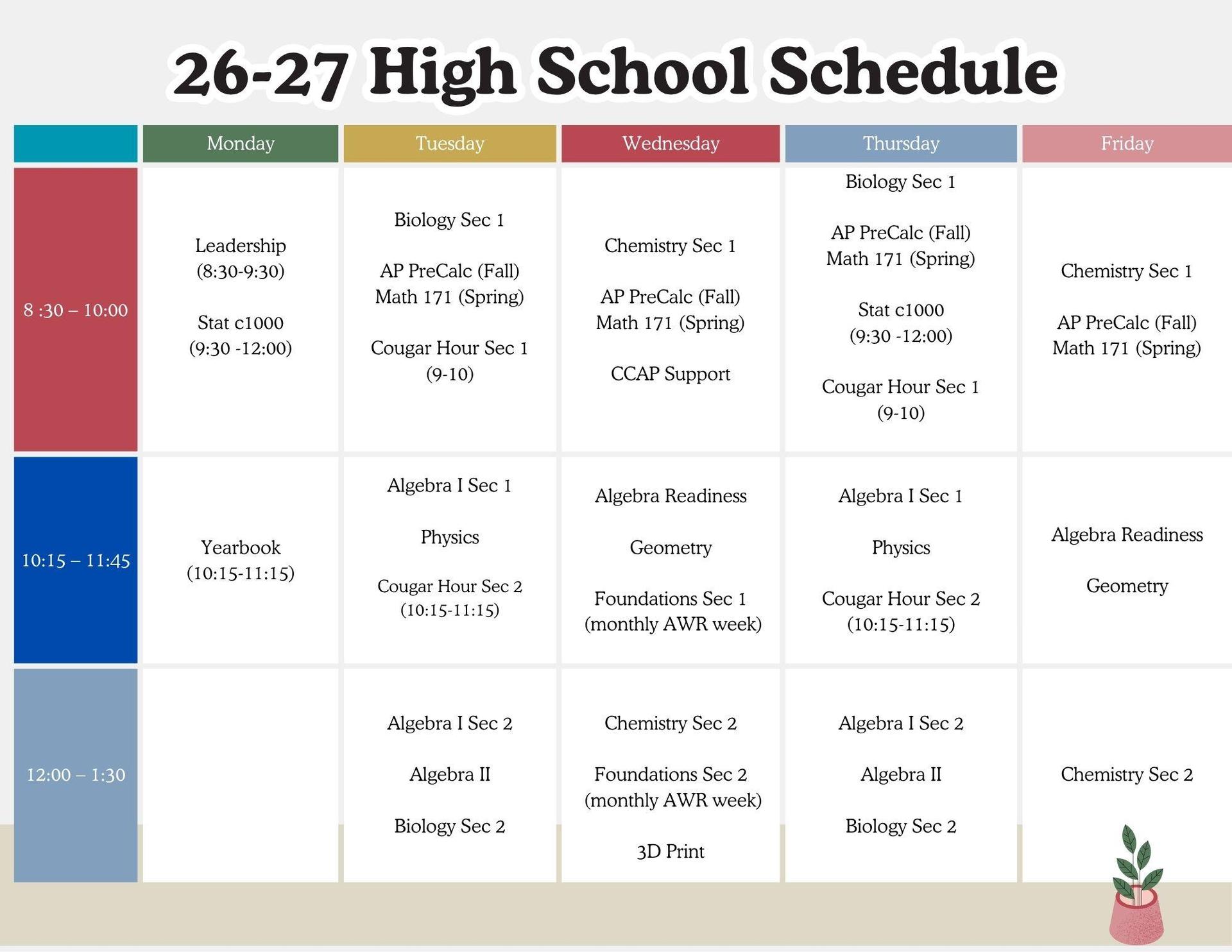 HS Course Schedule