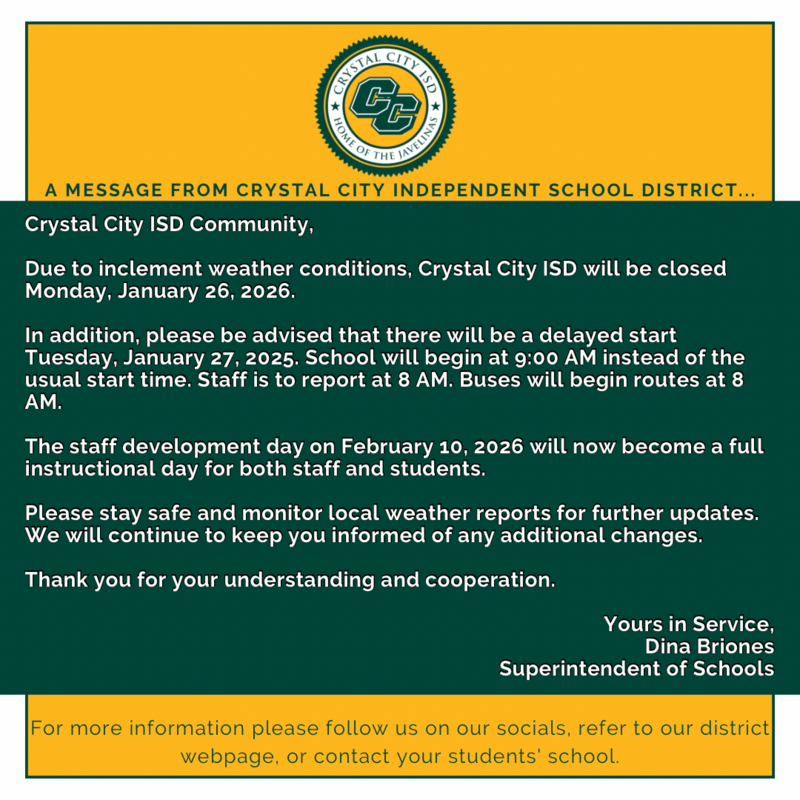 School Closure due to extreme cold weather. Featured Photo