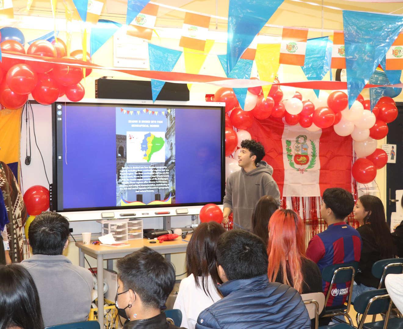 Students watching a presentation