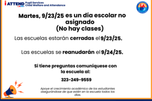 Martes 9/23/25 (No Hay Clases)