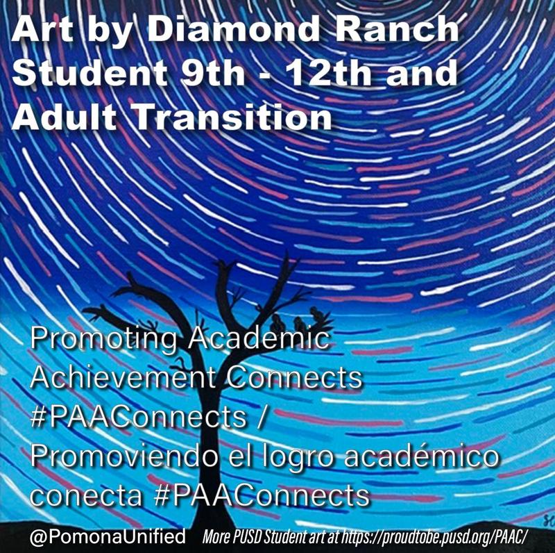 The Promoting Academic Achievement Task Force of Pomona's Promise is sponsoring its annual Sarah & Bob Ross Scholarship visual art competition online this year. PUSD student art is on display at http://ow.ly/rWr550zAjM9 #PAAConnects #proud2bepusd #Art #PomonaArt