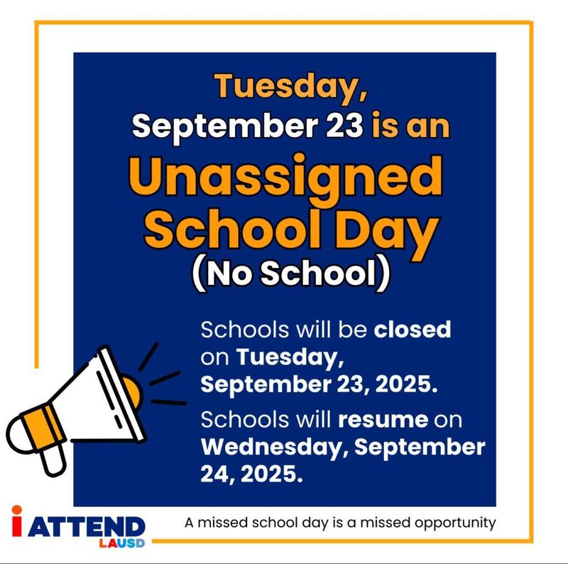 Tuesday 9-23-25 No school flyer unassigned day