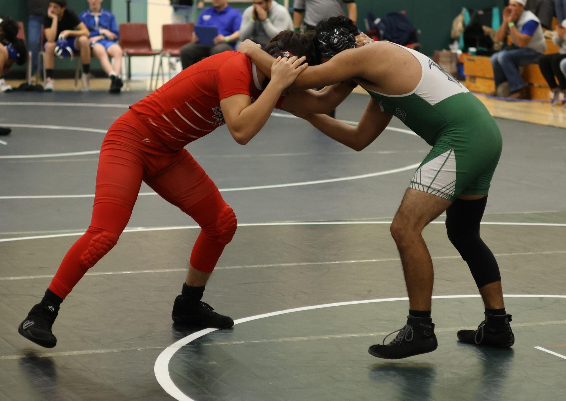 Boys wrestling in the Liberty Duals event 157