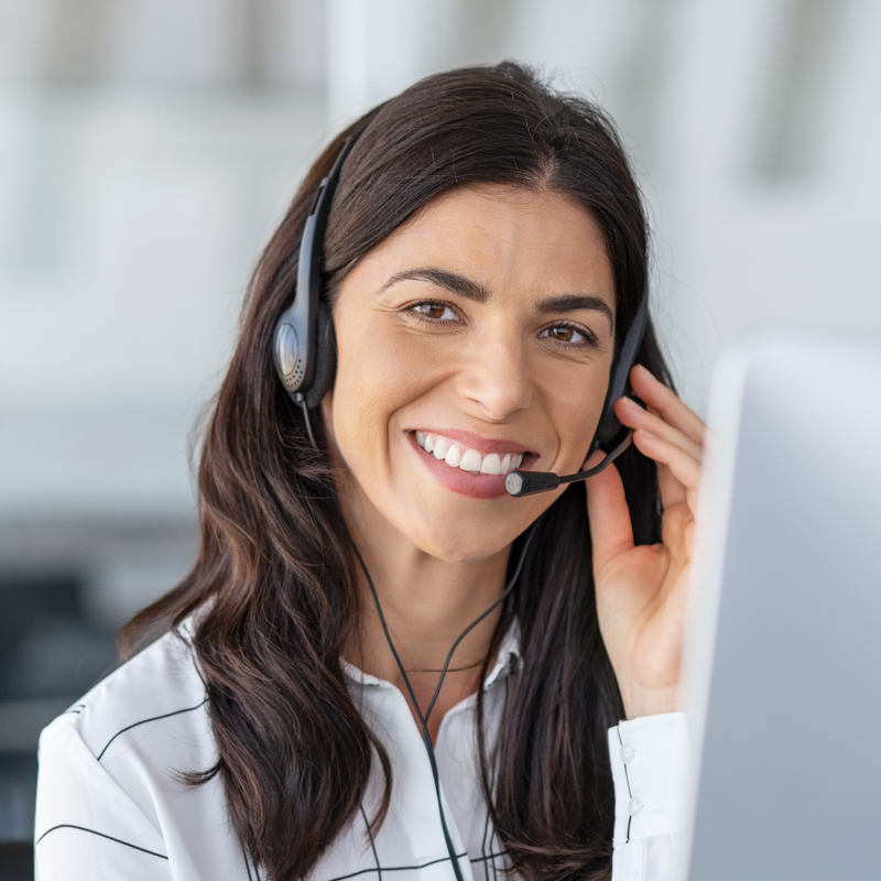 woman with phone headset