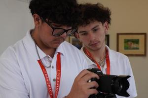 Students operating equipment in Frenship Media Program